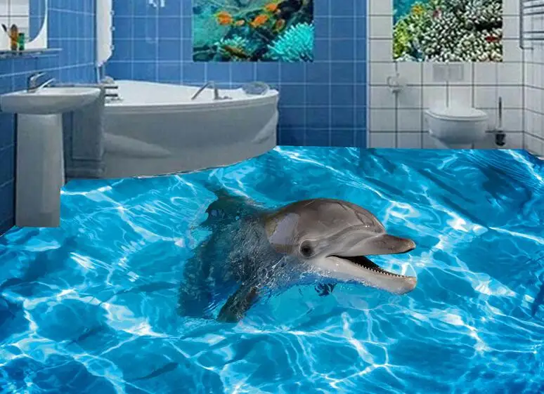 Бесплатная доставка 3D Наклейка на стену заказ улыбка Дофин напольное покрытие