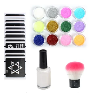 Набор для татуировок с блестками, пудра для временных татуировок Набор для рисования татуировок, кисточки с блестками, клей для тату, 12 шт. трафаретов, 1 набор