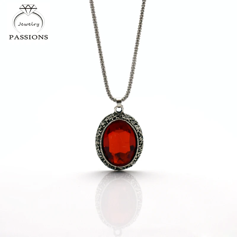 Женское винтажное ожерелье с подвеской Длинное украшение цветным кристаллом