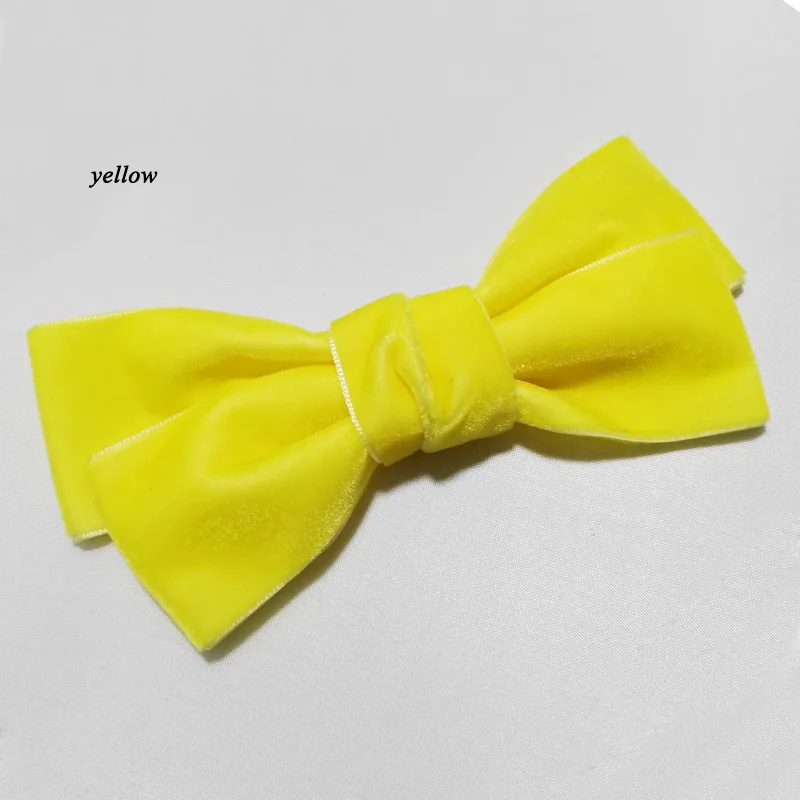 yellow Модные 5 дюймов ручной работы бархатные бант для волос для девочек-подростков, одежда для заколка для волос для девочек аксессуары для волос Элегантные Заколки для волос заколки для волос Для женщин - Цвет: yellow