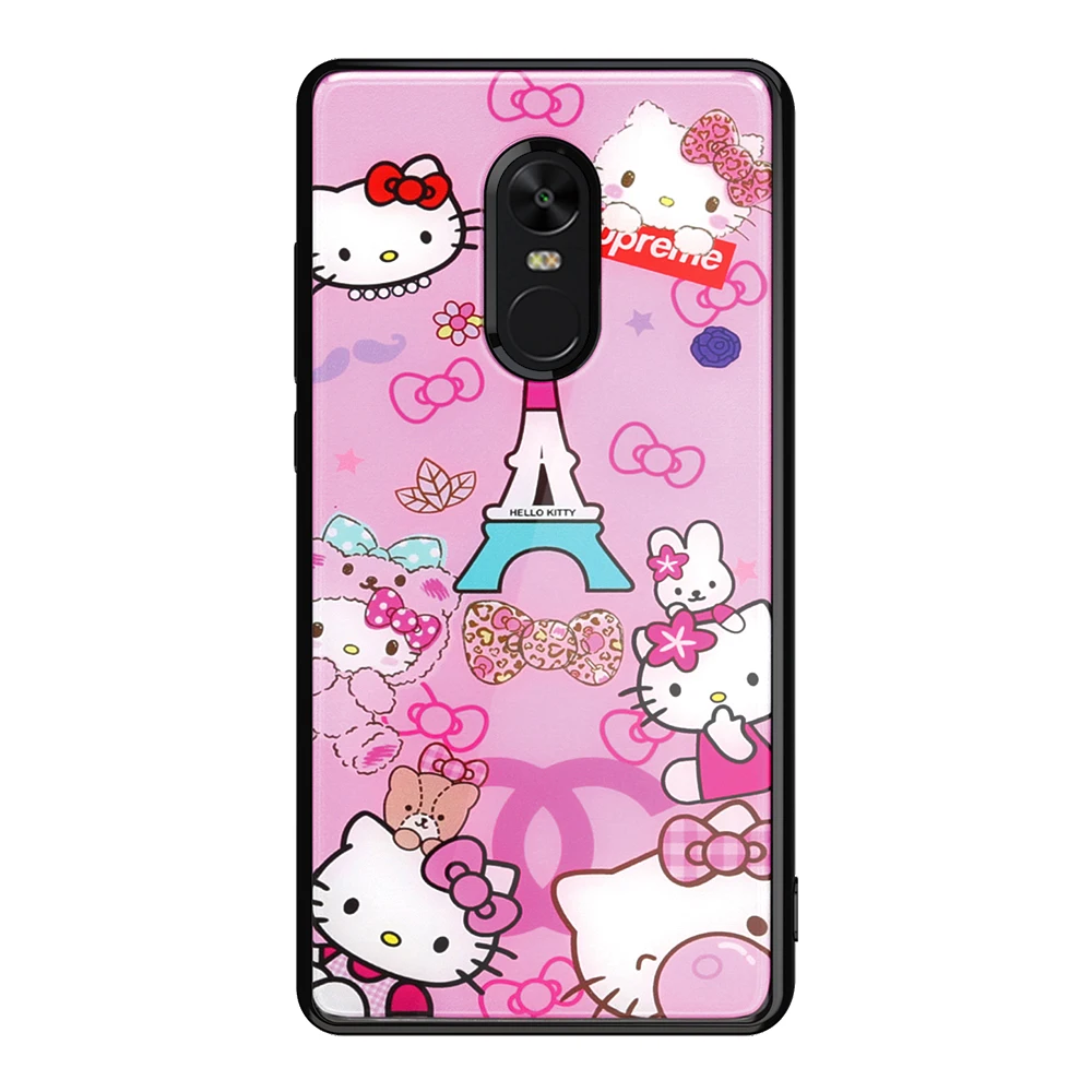 Искусственные стеклянные чехлы для Xiaomi Redmi Note 4 Hybrid Hard cartoon Окрашенные Акриловые