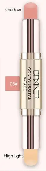 DRXINER макияж Сливочный двухсторонний 2 в 1 контурная палочка V-face макияж изюминка мерцающий Макияж Блеск Хайлайтер с эффектом загара - Цвет: 03