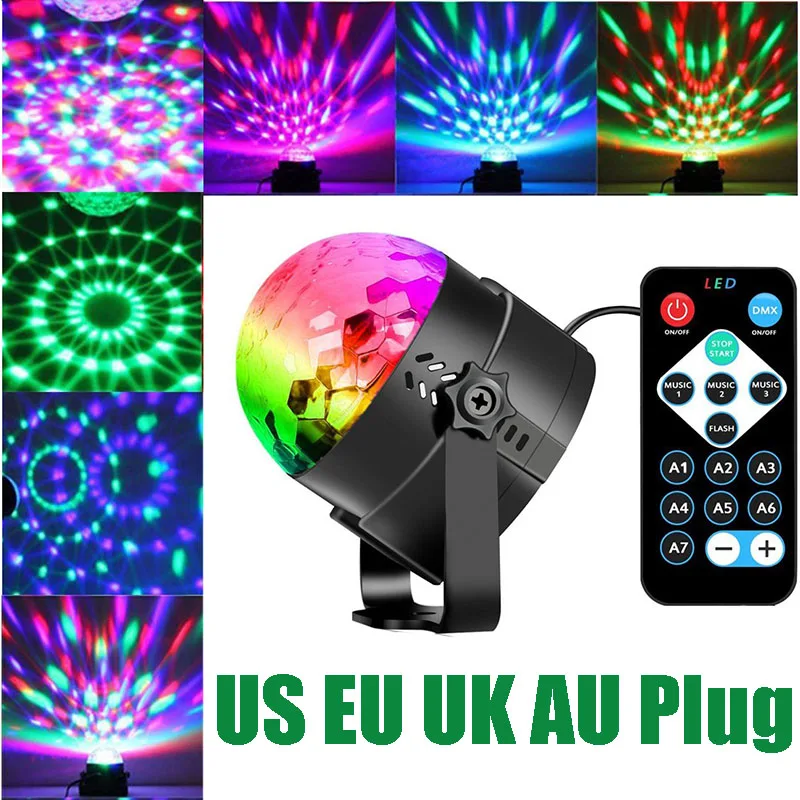 LED дискотека свет шар звук Вечеринка огни караоке диско 3 Вт Dj Портативный 7 цветов