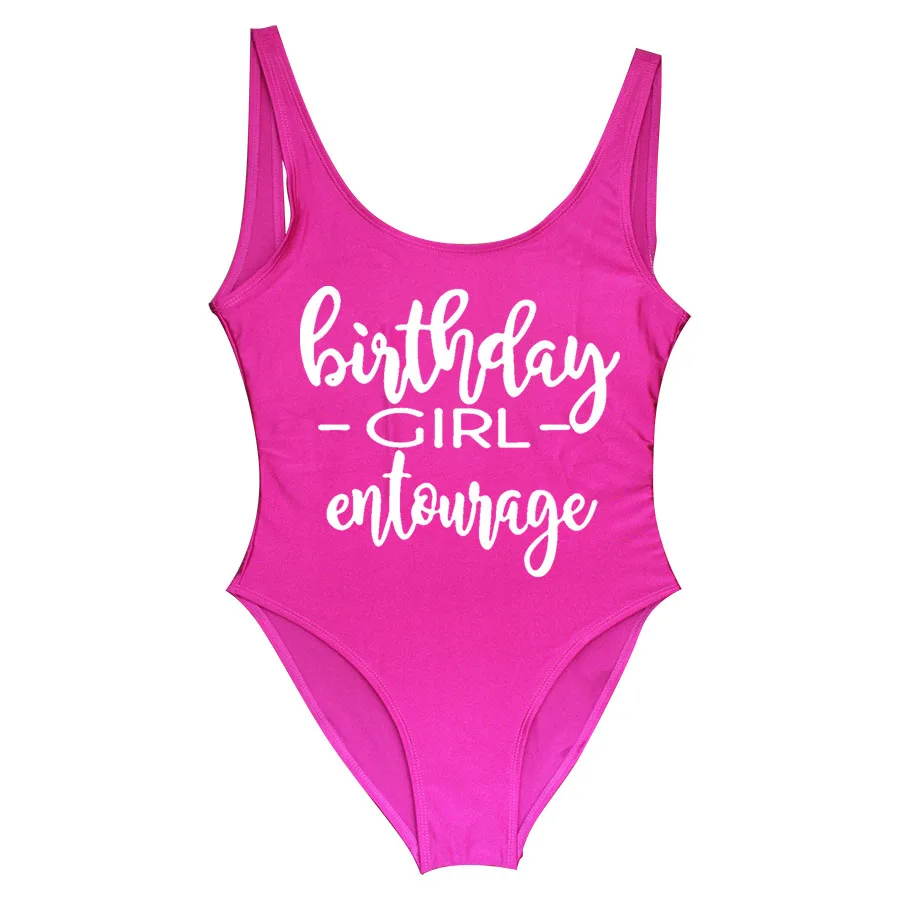 BRITHDAY GIRL ENTOURAGE, женские купальники, Цельный купальник, для дня рождения, вечеринки, бассейна, пляжная одежда, купальный костюм, купальники с открытой спиной - Цвет: Entourage Purple