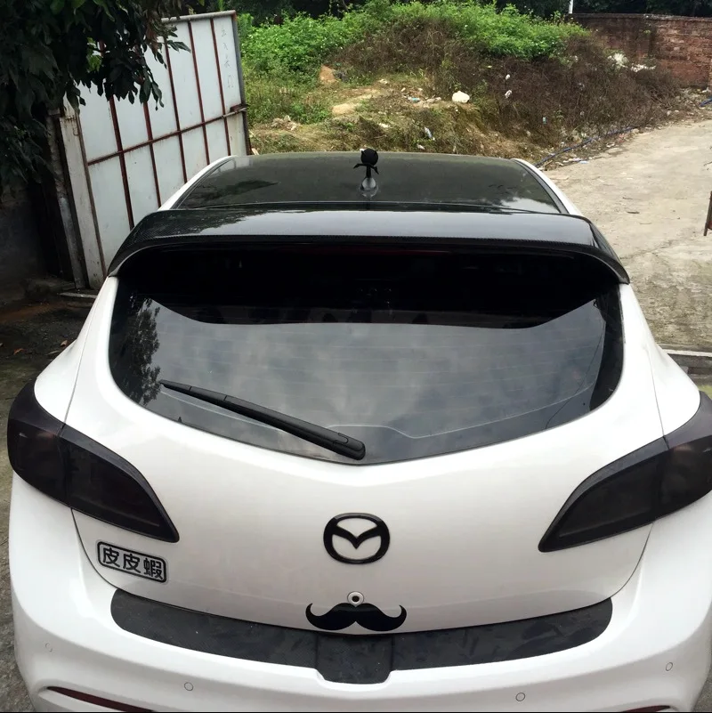 MPS style real Carbon Fiber/Primer unpainted FRP Car rear Roof Spoiler double Wing For Mazda 3 M3 Hatchback | Автомобили и