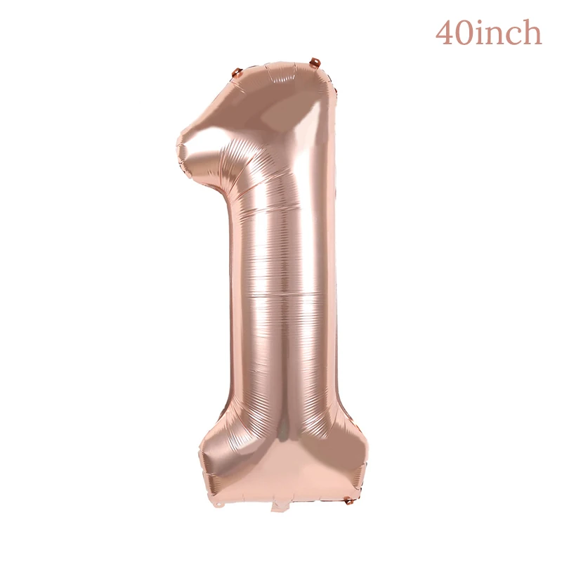 1pcs Number1 Balloon Розовое золото вечерние одноразовые столовые приборы чашки для шампанского тарелка соломинки 1-й день рождения ребенка душ Свадебные украшения Поставки - Цвет: 1pcs Number1 Balloon