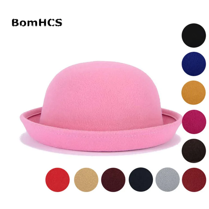 

BomHCS Solid Corol Autumn Spring Winter Lady Warm Cap Fedoras Women Fashion Wool-like Hat 16919MZ8