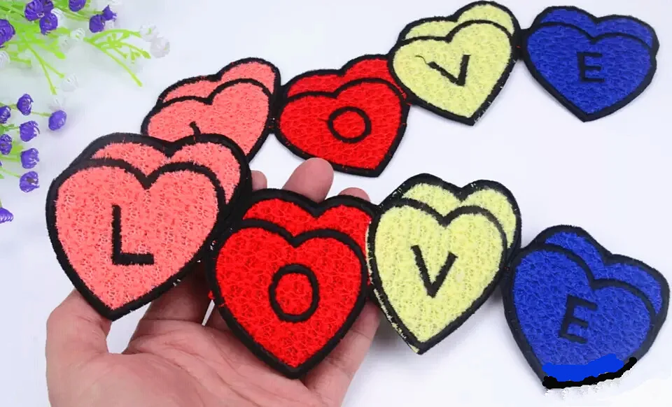 5pcs/lot LOVE heart shape transfer Patch Embroidered Floral Patches Iron on/sew on Hairpin clothes bag decorative applique | Дом и сад
