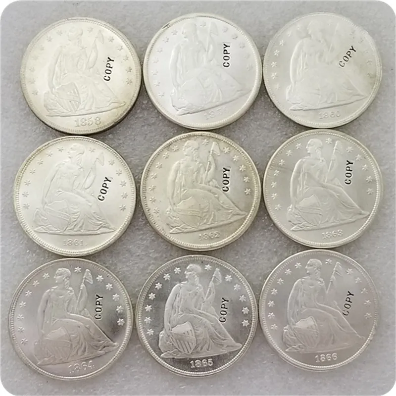 США UNC 1840 1869 "Seated Liberty" 1 доллар без девиза копия монеты медаль коллекционные