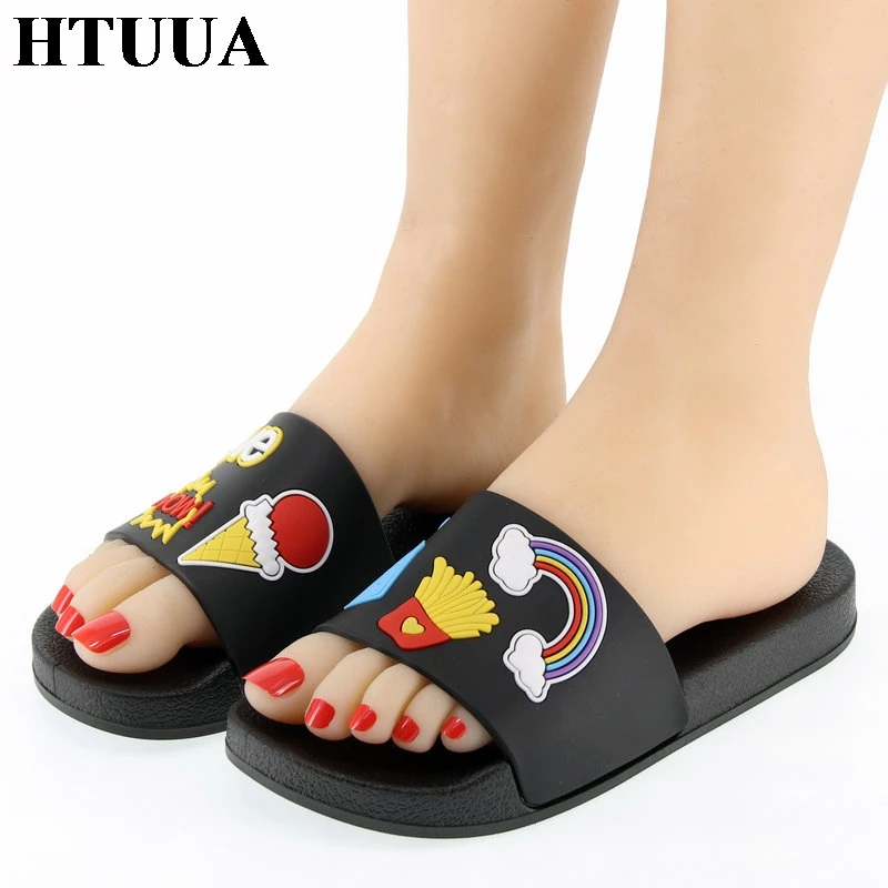 HTUUA/женские тапочки Корейские шлепанцы на плоской подошве с мороженым