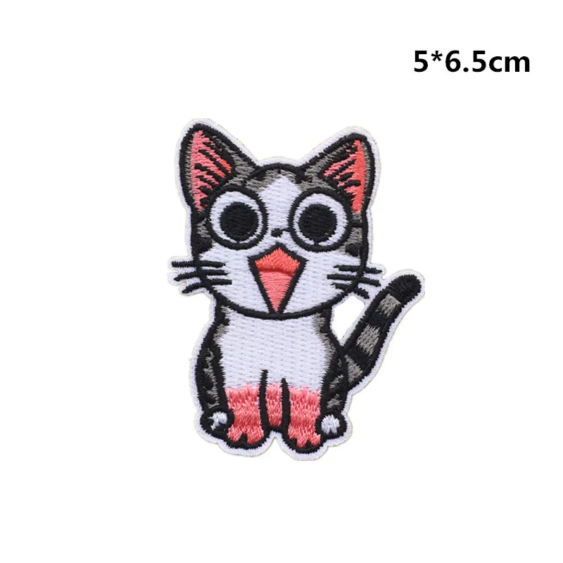 Изысканная комбинированная тканевая наклейка Lucky Cat Kitty с компьютерной вышивкой