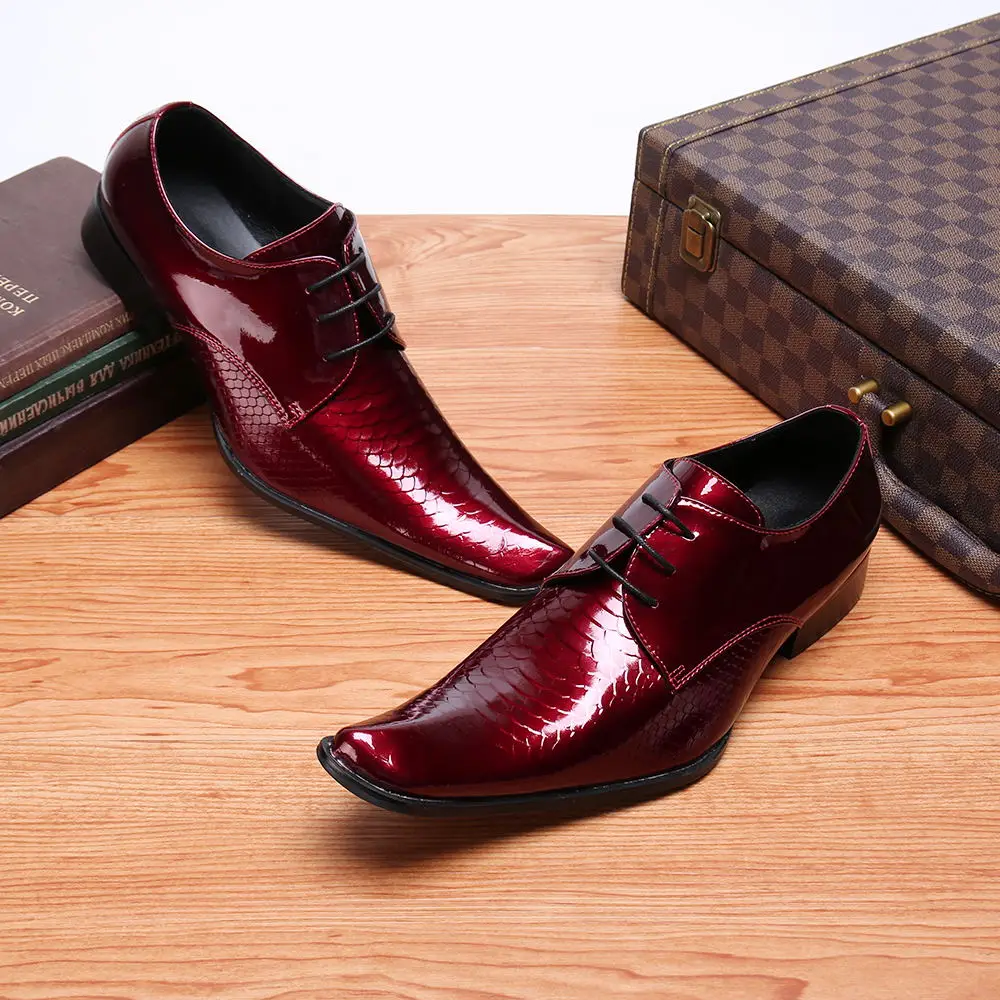 Классические мужские туфли sapato masculino из натуральной кожи Красной змеиной