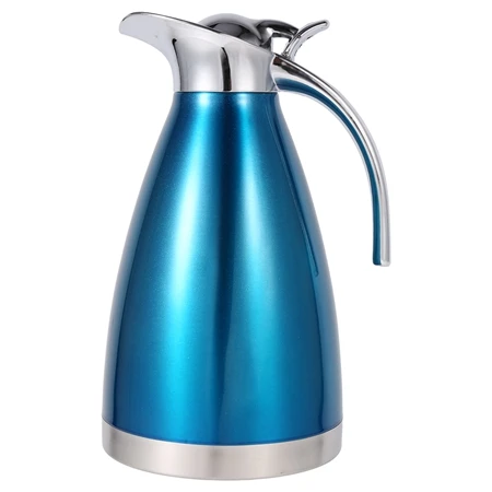Синий Zerodis 1.5L 2L бутылки для воды из нержавеющей стали кофейник тепловой карамельный изоляционный вакуум блестящие чайники кувшин-фляжка чайник - Цвет: Синий