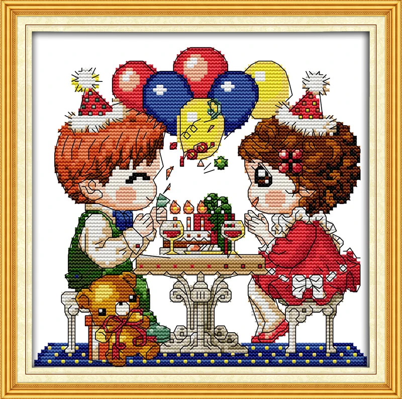 Набор для вышивки С Днем Рождения DMC 14CT 11CT|counted cross stitch kits|printed stitchprinted kits |