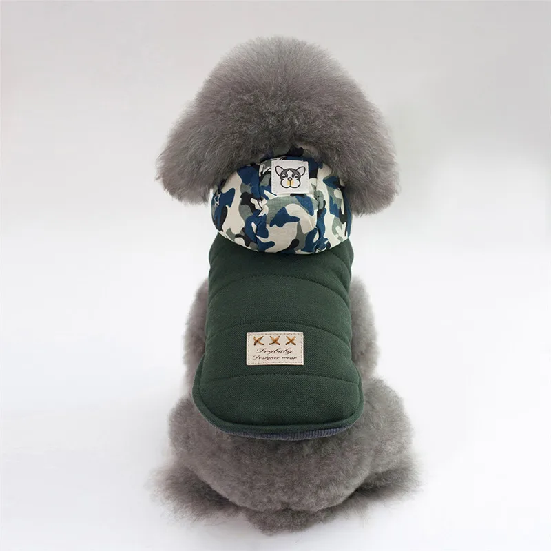 Green KEMISIDI зимняя одежда для собак камуфляж с капюшоном Thicked хлопок Pet Костюмы Два ноги теплые мягкие собаки Hat пальто куртки для бульдога - Цвет: Green