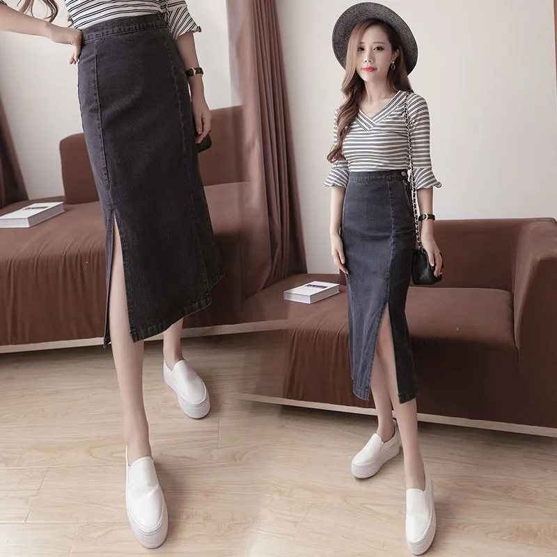 Винтажная Женская юбка на молнии облегающая двухцветная длинная ковбойская с