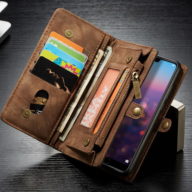 CaseMe из натуральной кожи кошелек чехол для телефона чехол для huawei Коврики 20 P30 P20 Pro/Коврики 20 P20 P30 многофункциональный чехол денежных карман для карт - Цвет: Коричневый