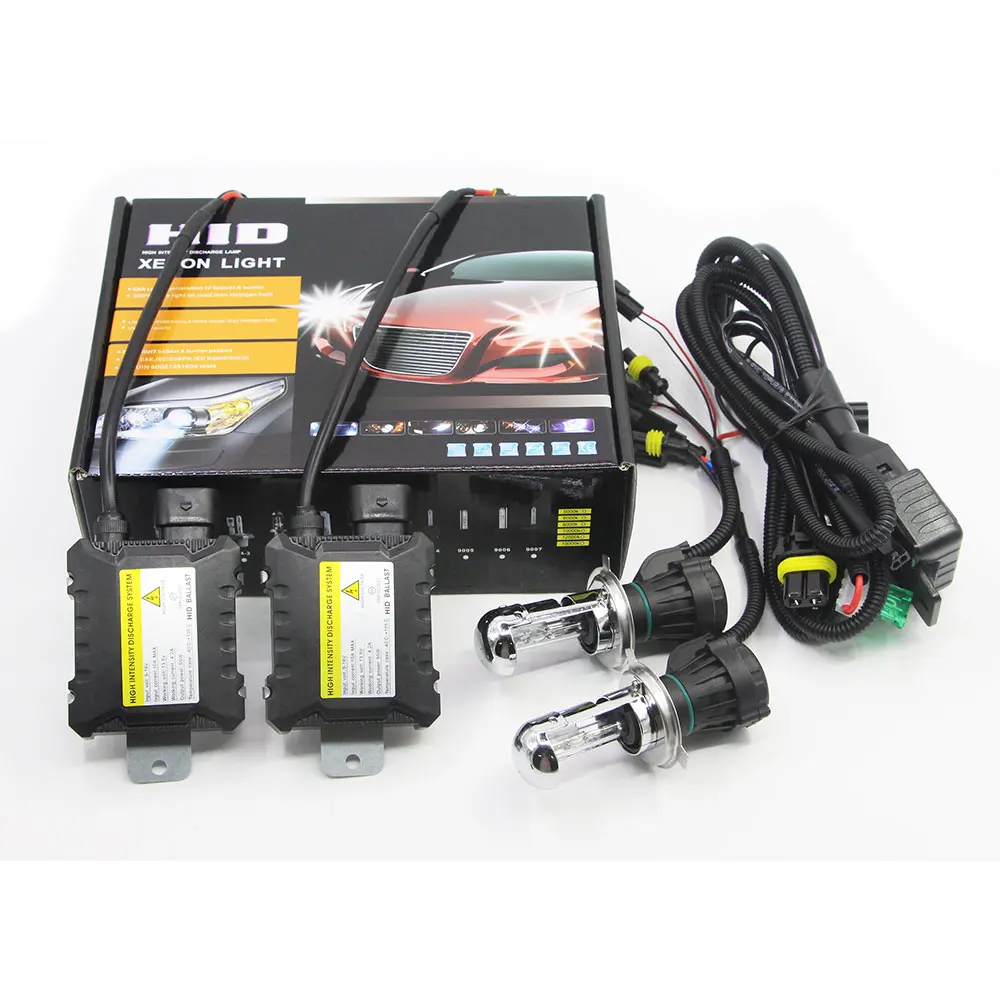 

H4 H4-3 Hi/Lo Би Ксеноновый комплект HID Лампа + Балласт + Жгут проводов 55 Вт 4300–10000 К 12 В Автомобильный фонарь дальнего ближнего света
