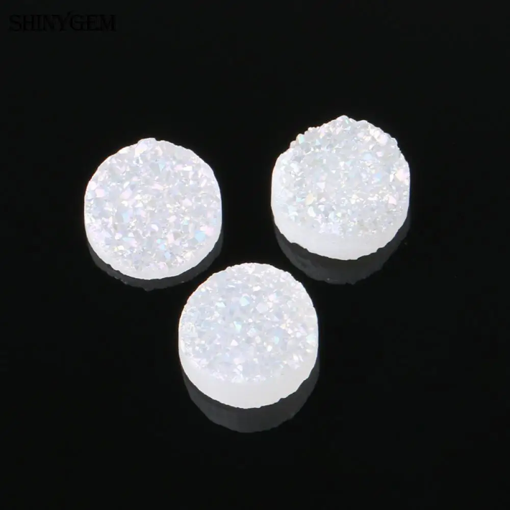 ShinyGem 12 мм Круглый камень друзы кабошон для колец минеральный кристалл кабошон натуральный камень бусины для рукоделия ювелирных изделий - Цвет: Opal