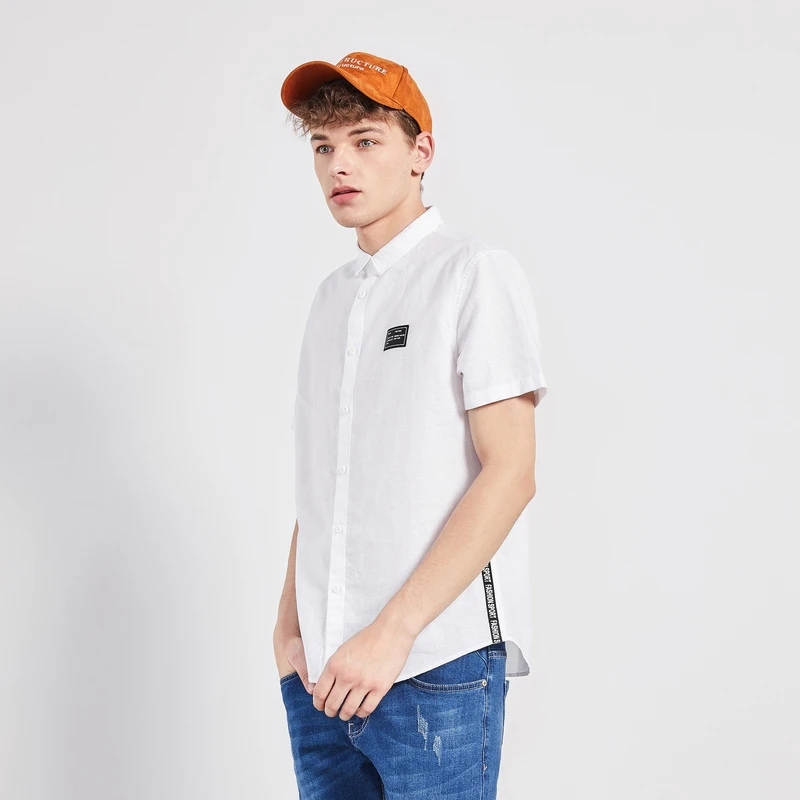 Мужская Однотонная рубашка SEMIR повседневная приталенная с коротким рукавом и