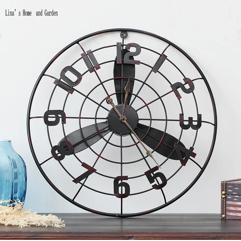 

fan design decorative vintage retro metal industrial wall clock