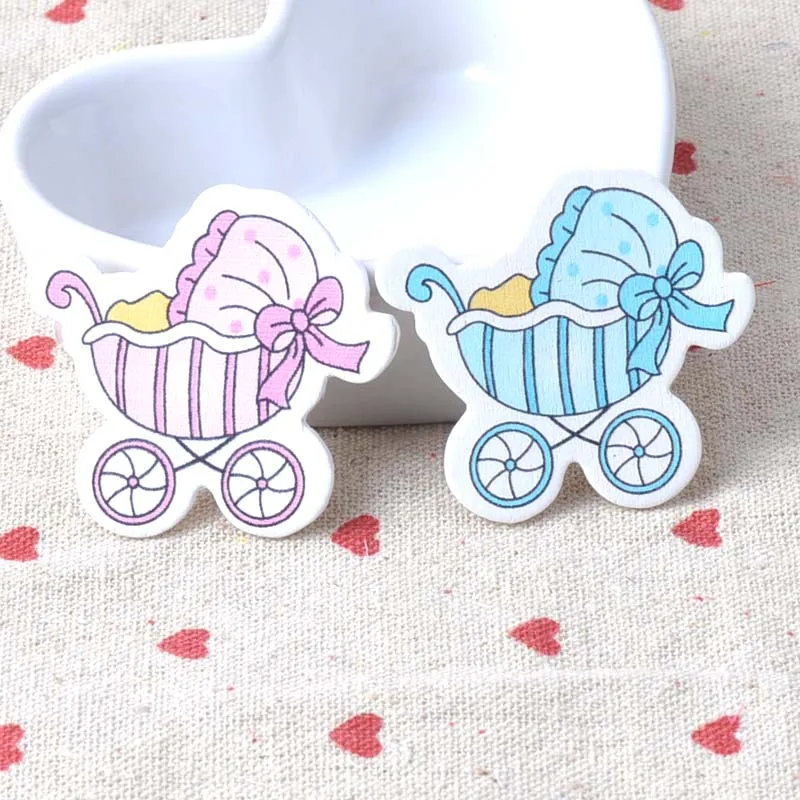 Синий/розовый Детские коляски расписные деревянные кнопки ручной работы