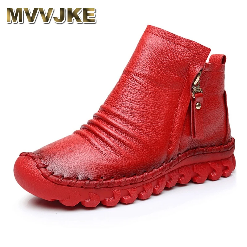 MVVJKE/2018 Женская модная Винтажная обувь ручной работы из натуральной кожи Женские