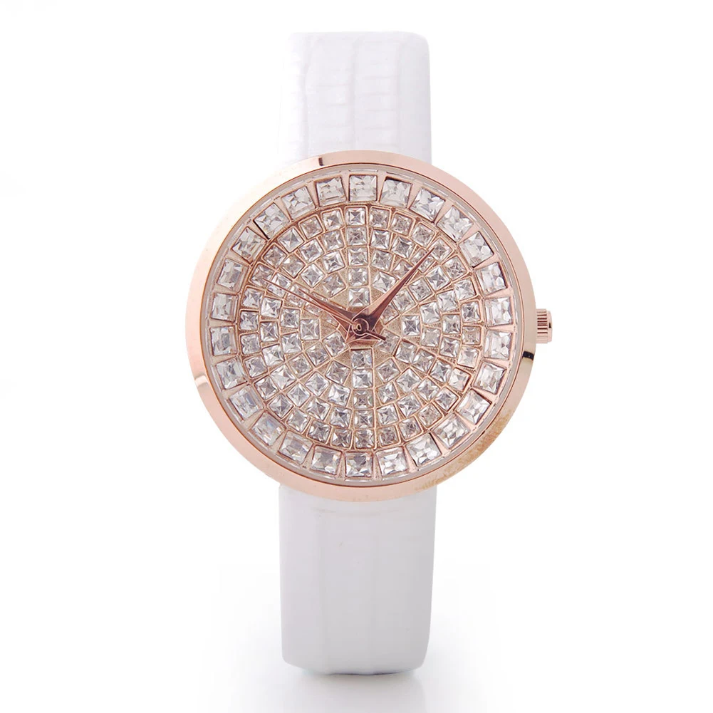 Trendy Ladies Watch Full Crystal Diamond Bling Unique Dial Design Slim Leather Strap Creative Birthday Gifts reloj mujer | Наручные часы