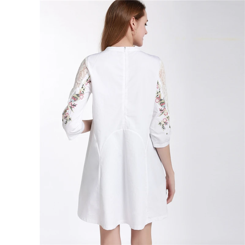 European station Women 2019 Spring New embroidered lCce stitching was thin A word Dress Fashion Print Summer Dresses C123 | Женская