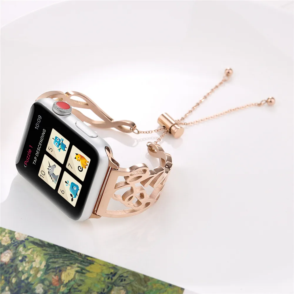 Роскошный женский браслет для Apple Watch SE Band Series 6 5 4 3 2 ремешок 40 мм 44 38 42 регулируемый
