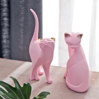 2pcs nordic pink kitten resin cat ornament creative cute animal crafts home furnishing decoration bar desktop figurines decor