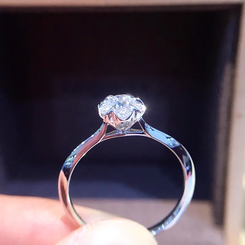 Кольцо с натуральным бриллиантом 18K золото чистое красивое кольцо драгоценными