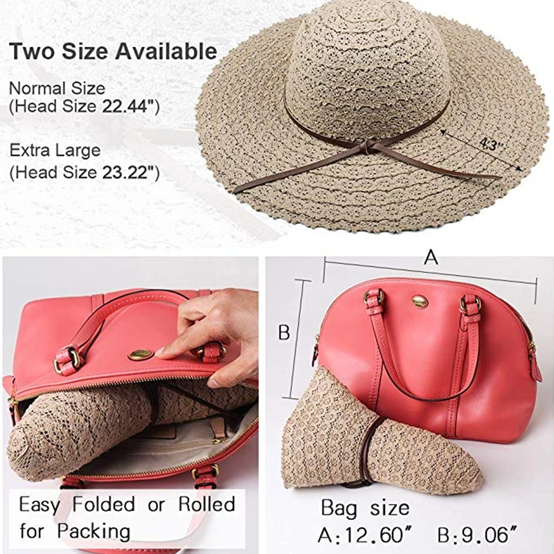 FURTALK Summer Hat for Women Cotton Straw Beach Sun Foldable Floppy Travel Packable Wide Brim Protection Cap 2019 | Аксессуары для