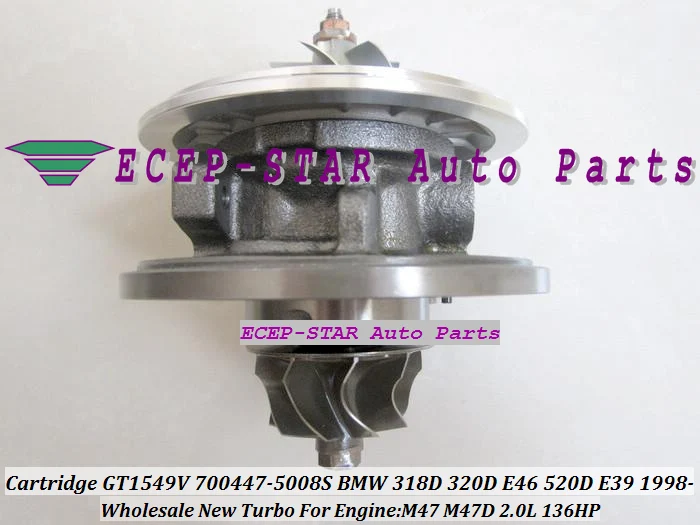 Turbo CHRA Cartridge GT1549V 700447-5008S 700447 700447-5007S Turbocharger For BMW 318D 320D E46 520D E39 98 M47 M47D 2.0L 136HP |