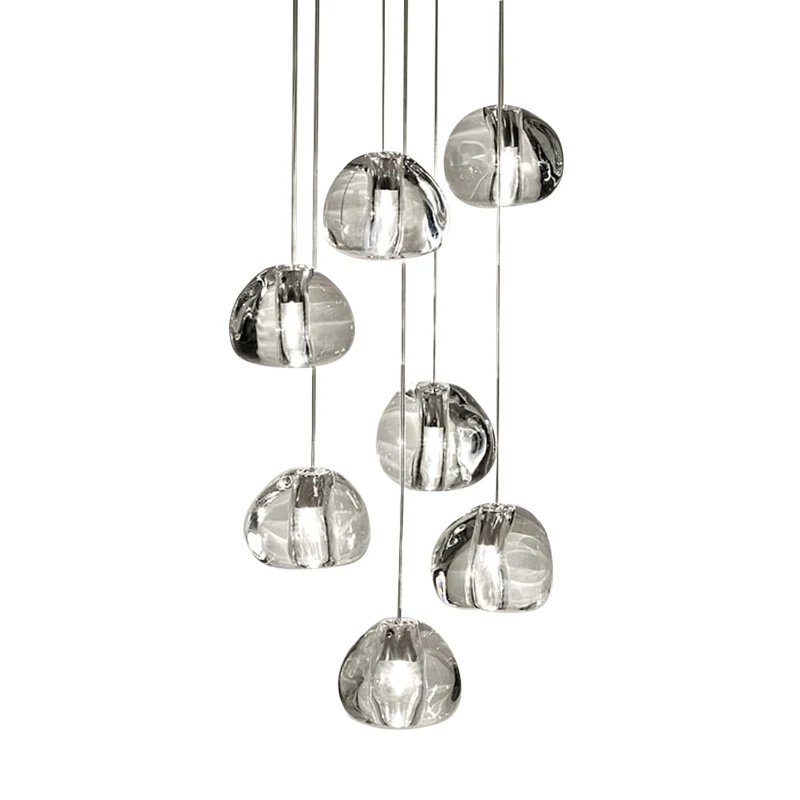 

Long Crystal Glass Staircase Chandelier Lamp Nordic Modern Luxury Living Room Dining Room Chandelier Lighting Fixtures