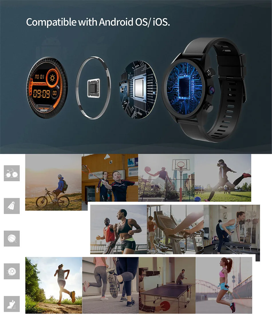 KingWear KC05 Pro 4G Smartwatch телефон ОС Android 7,1 MTK6739 четырехъядерный процессор 1,25 ГГц 1 Гб ОЗУ+ 16 Гб ПЗУ gps камера спортивные режимы
