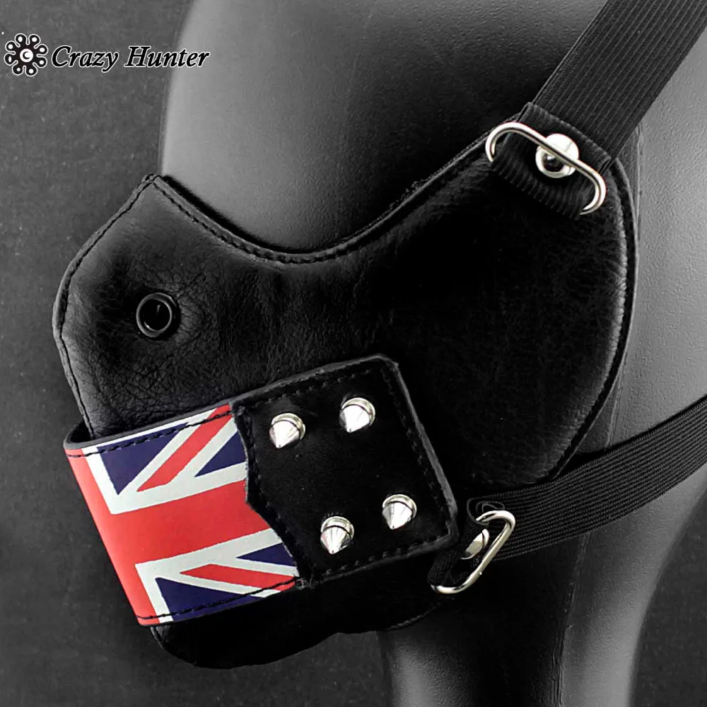 New UK Flag Studded Biker Punk Mask Steampunk Masque Unisex | Тематическая одежда и униформа