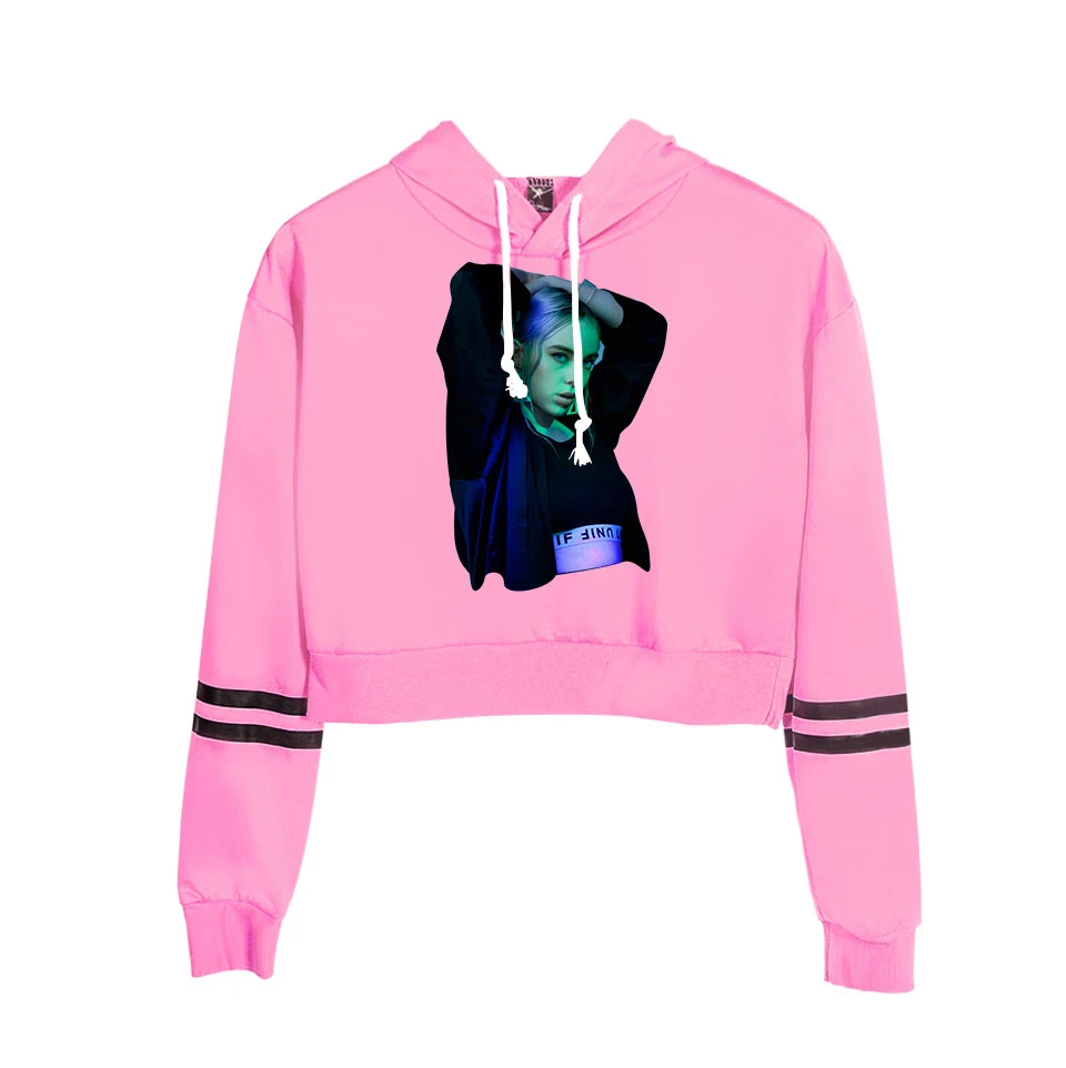 Модный укороченный топ Billie Eilish, худи, Женский свитшот, пуловер Billie Eilish, худи, повседневная женская/Девичья белая толстовка