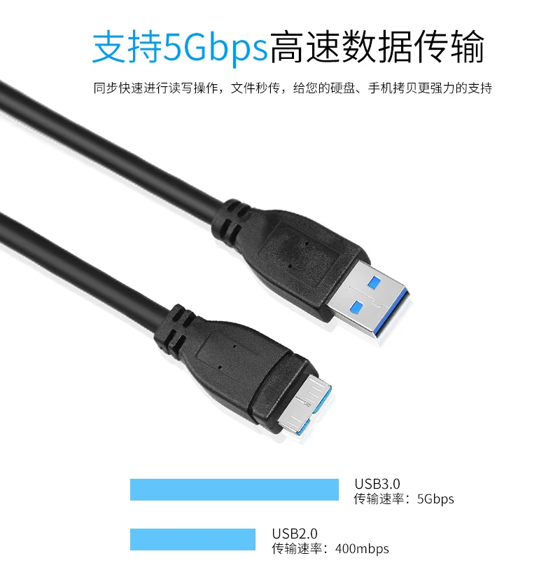 Фото Кабель USB 3,0 Type A-Micro B, USB3.0 кабель для быстрой синхронизации данных для внешнего жесткого диска HDD Samsung S5 30 см 50 см 100 см №4