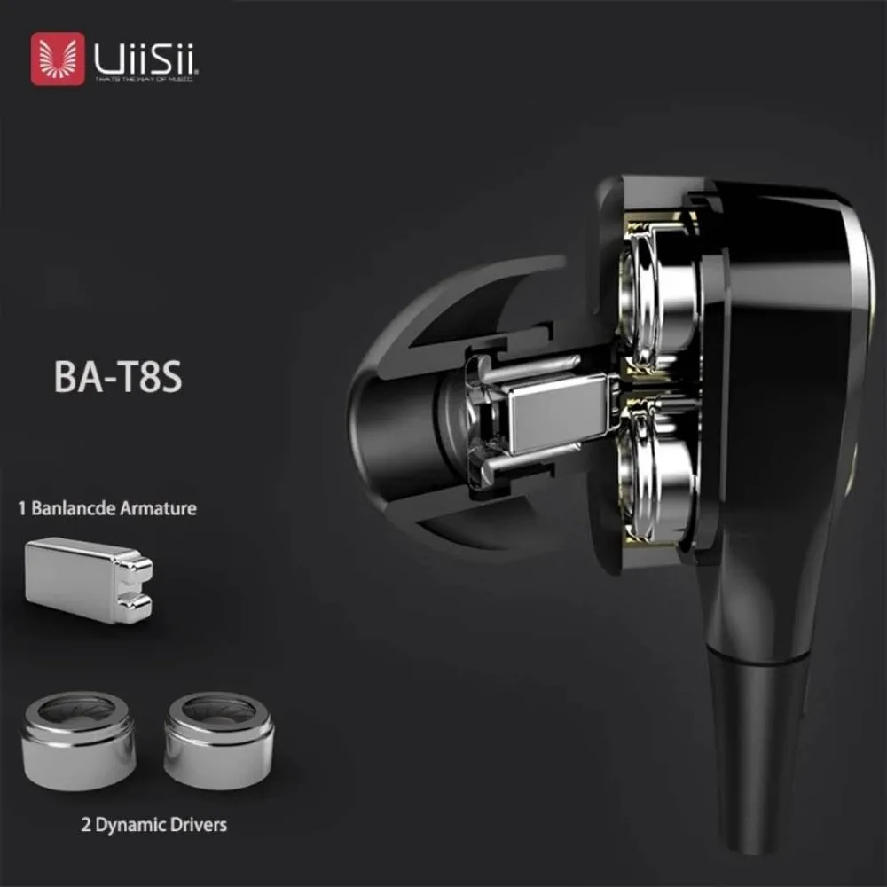 UIISII BA T8S 2DD + 1BA 6 дисков гибридная технология наушники HIFI шумоизоляция стерео с