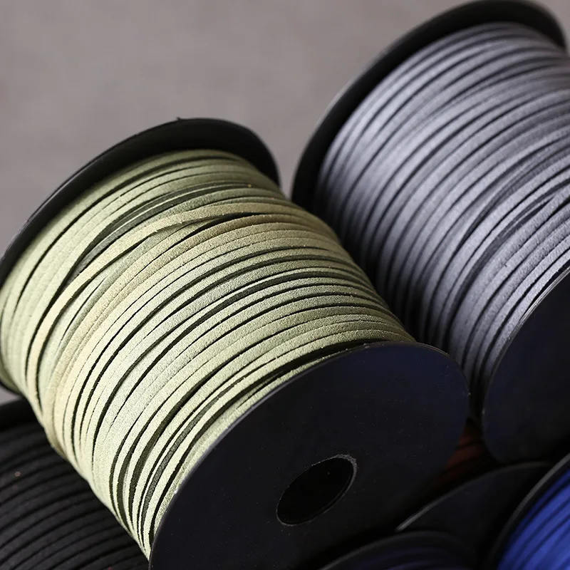 Плоская веревка из искусственной замши бархата кожи шнур черная белая