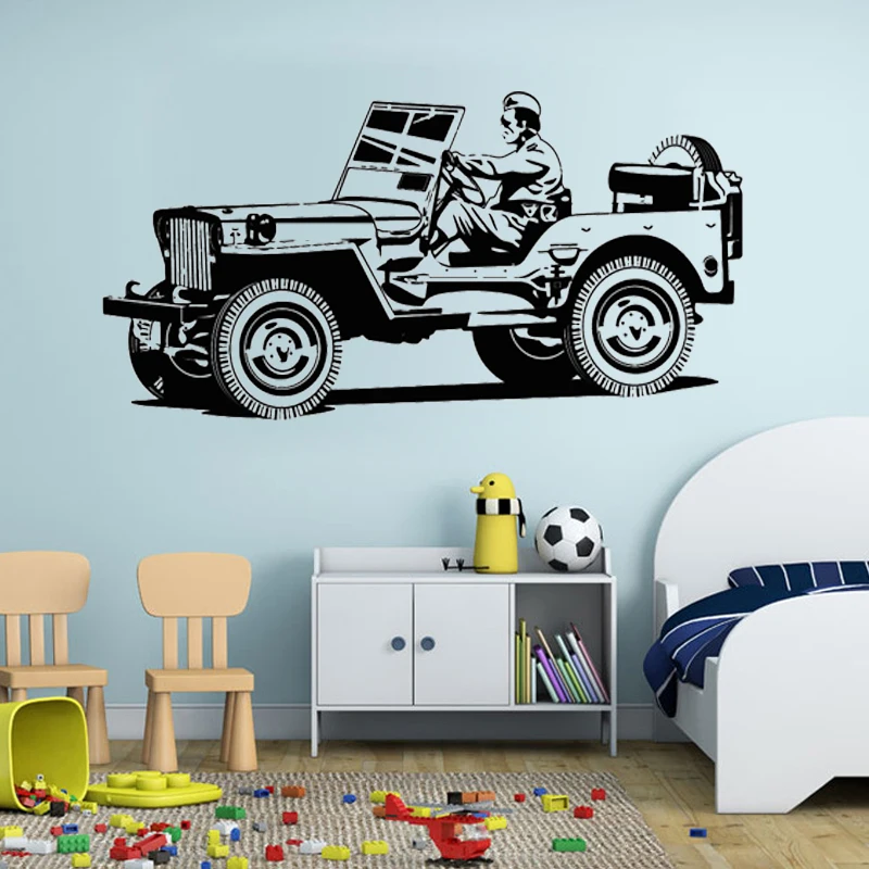 

Cartoon Army Car Wall Sticker Home Decoration Art Living Room Vinyl Removable Wall Decor Mural Boys Children Kids Room Decoraitv