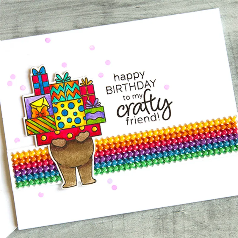 Naifumodo Bear Gifts Stamps and Dies for DIY Scrapbooking Animals Ballon Card Making Metal Cutting Clear Stamp New 2019 | Дом и сад