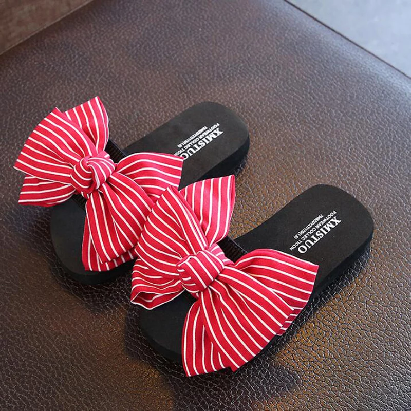 2018 Summer Casual Beach Sandal Baby Girl Black Mule Toddler Bow Children Slide Kid Fashion Slip On Slipper Kids Bowtie Slides | Детская