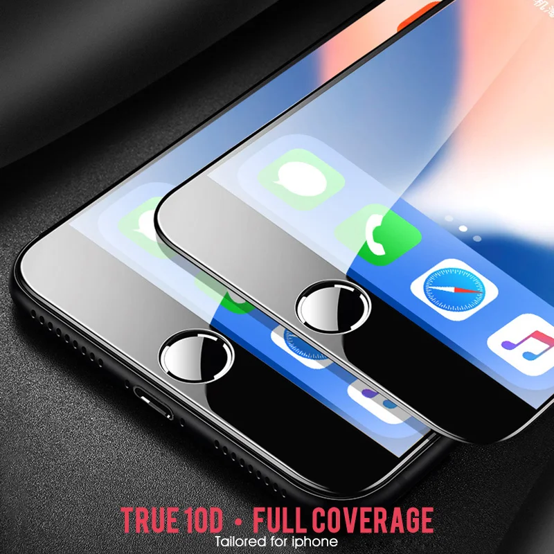 Gourde 10D закаленное стекло для iPhone XR XS Max 7 8 6 Plus защита экрана полное покрытие