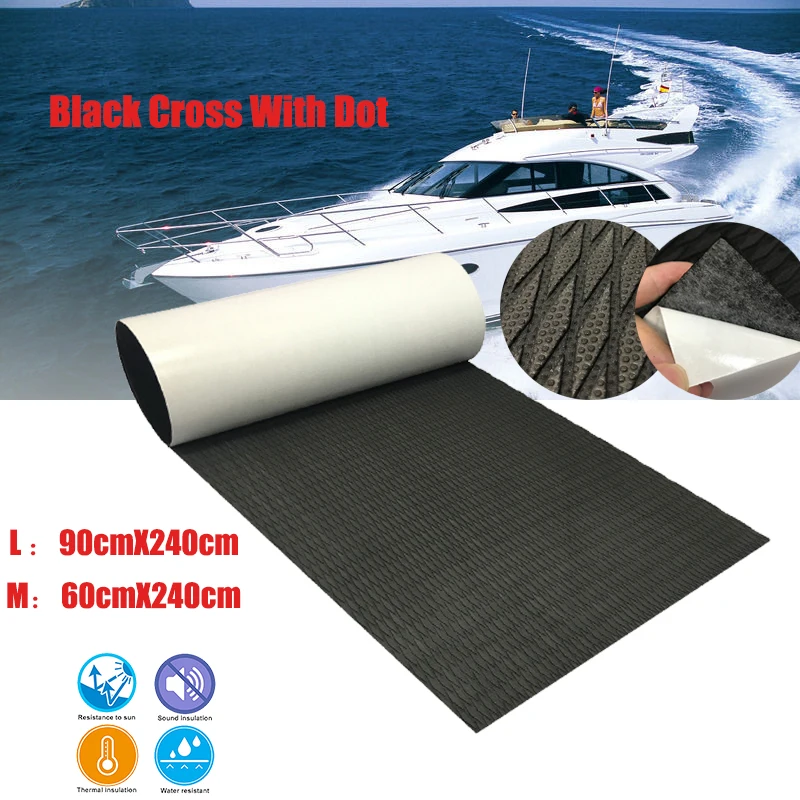 

EVA Teak Decking For Boat Surfboard Deck Pad Yacht Marine Flooring 60/90cmx240cm Black Cross SUP Grip Pad Non-slip Accessories