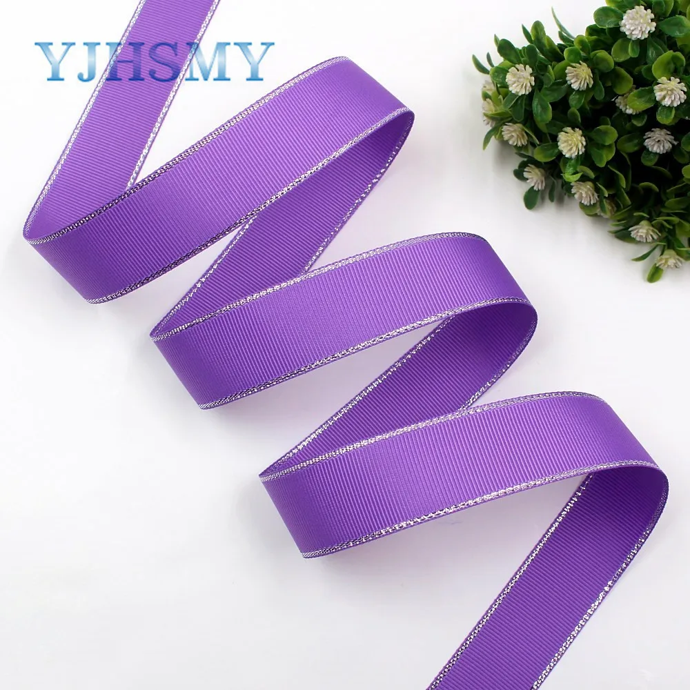YJHSMY I-19316-580 25 мм 10 ярдов Серебристые двухсторонние ленты Аксессуары и украшения |