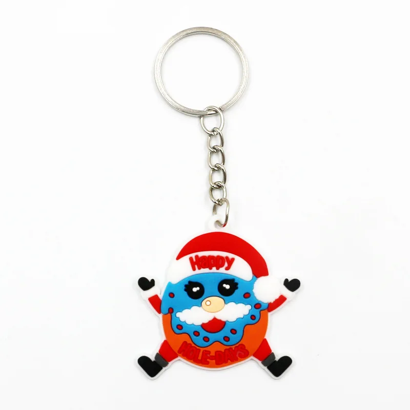 6pcs Santa blue 6 шт. Рождественские подарки дерево/Снеговик/Санта резиновый брелок Подвеска Украшения Chhristmas украшения год Navidad аксессуары - Цвет: 6pcs Santa blue