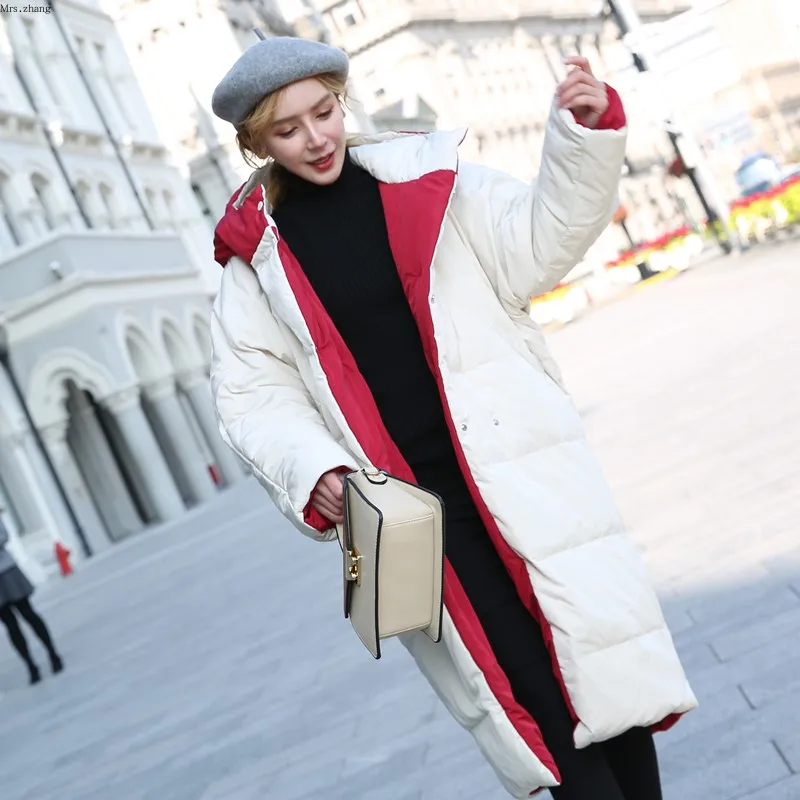 Женский Двухсторонний пуховик Fitaylor бежевая или красная длинная парка с