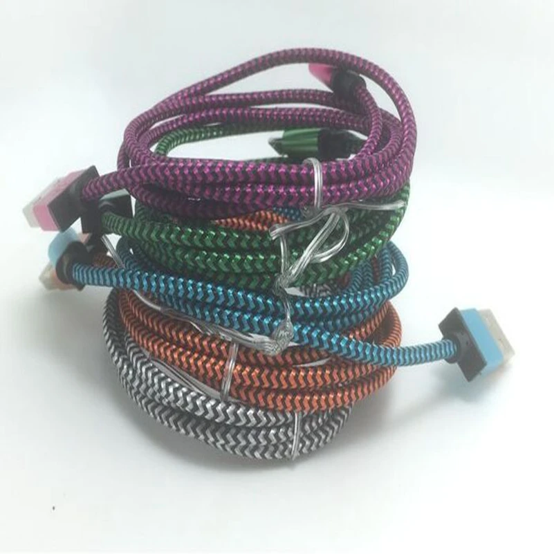 200 шт./лот 1 м 3 фута алюминиевый сплав Плетеный 8pin usb кабель для синхронизации